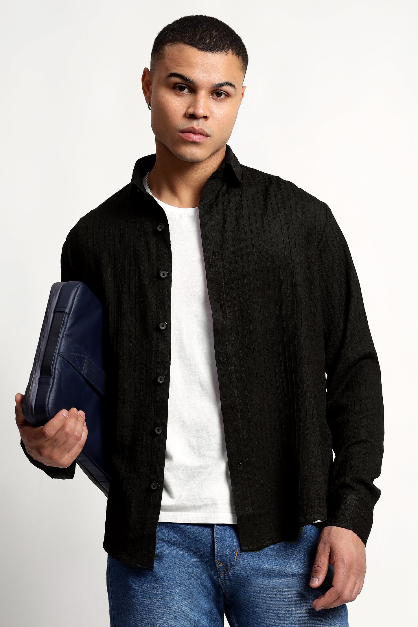 A Textured Black Shirt