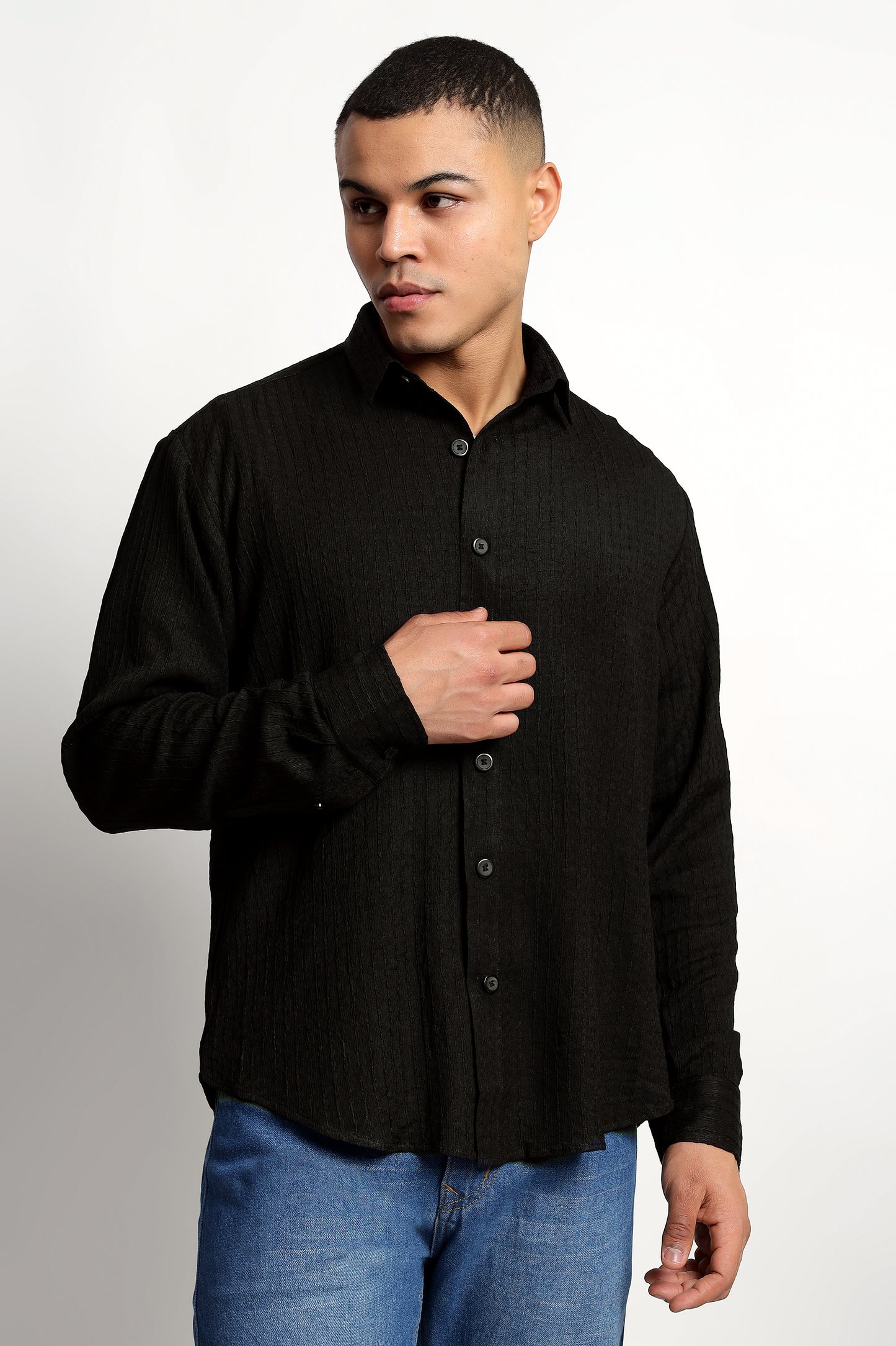 A Textured Black Shirt