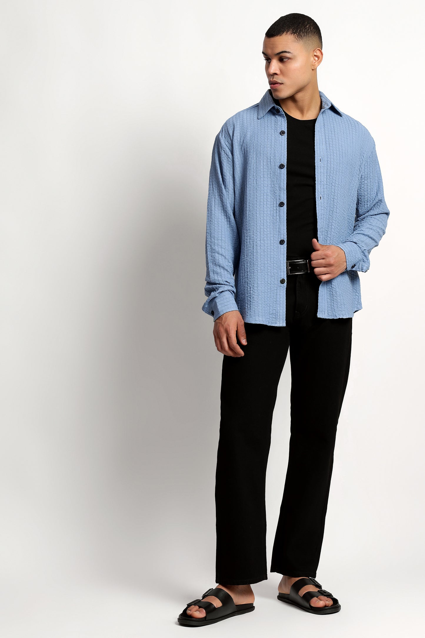 A Textured Sky Blue Shirt
