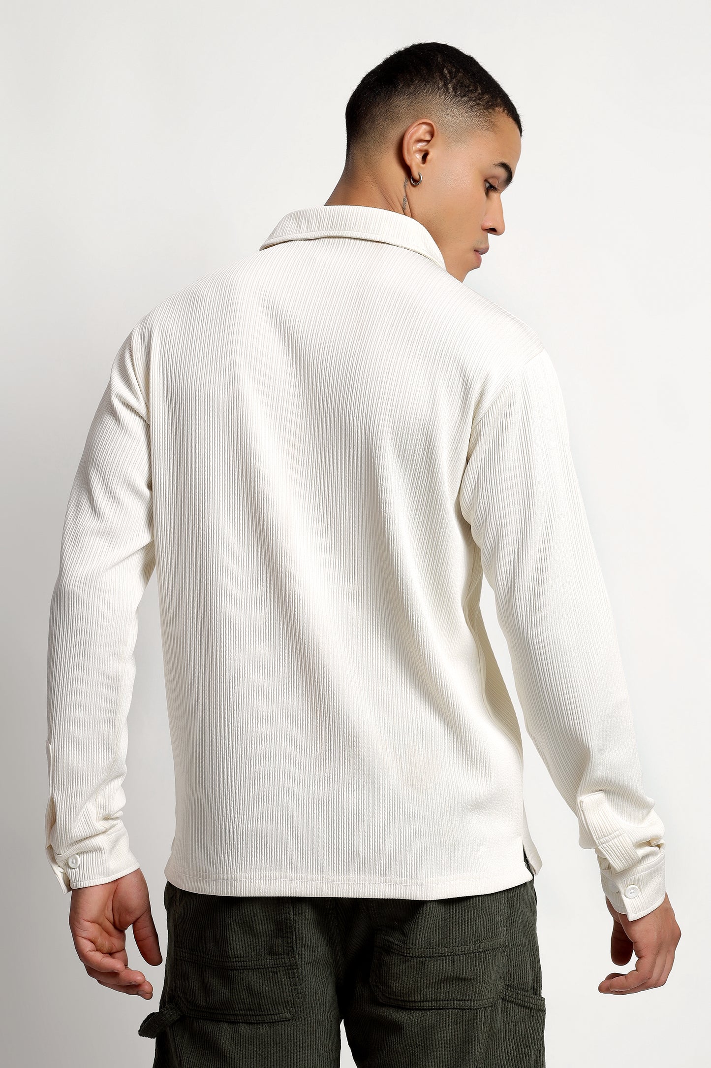 Men's Regular Fit Offwhite Overshirt