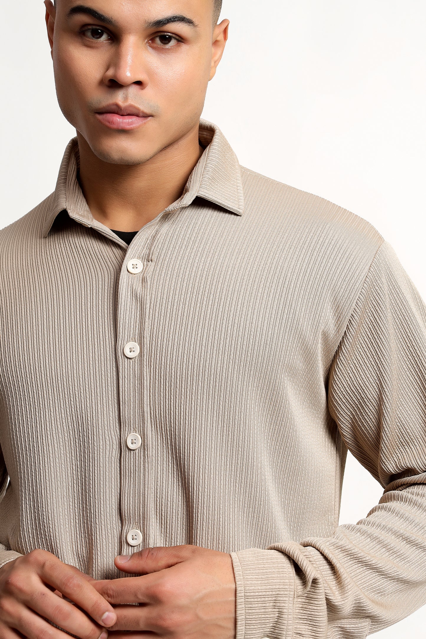 Men's Regular Fit Beige Overshirt
