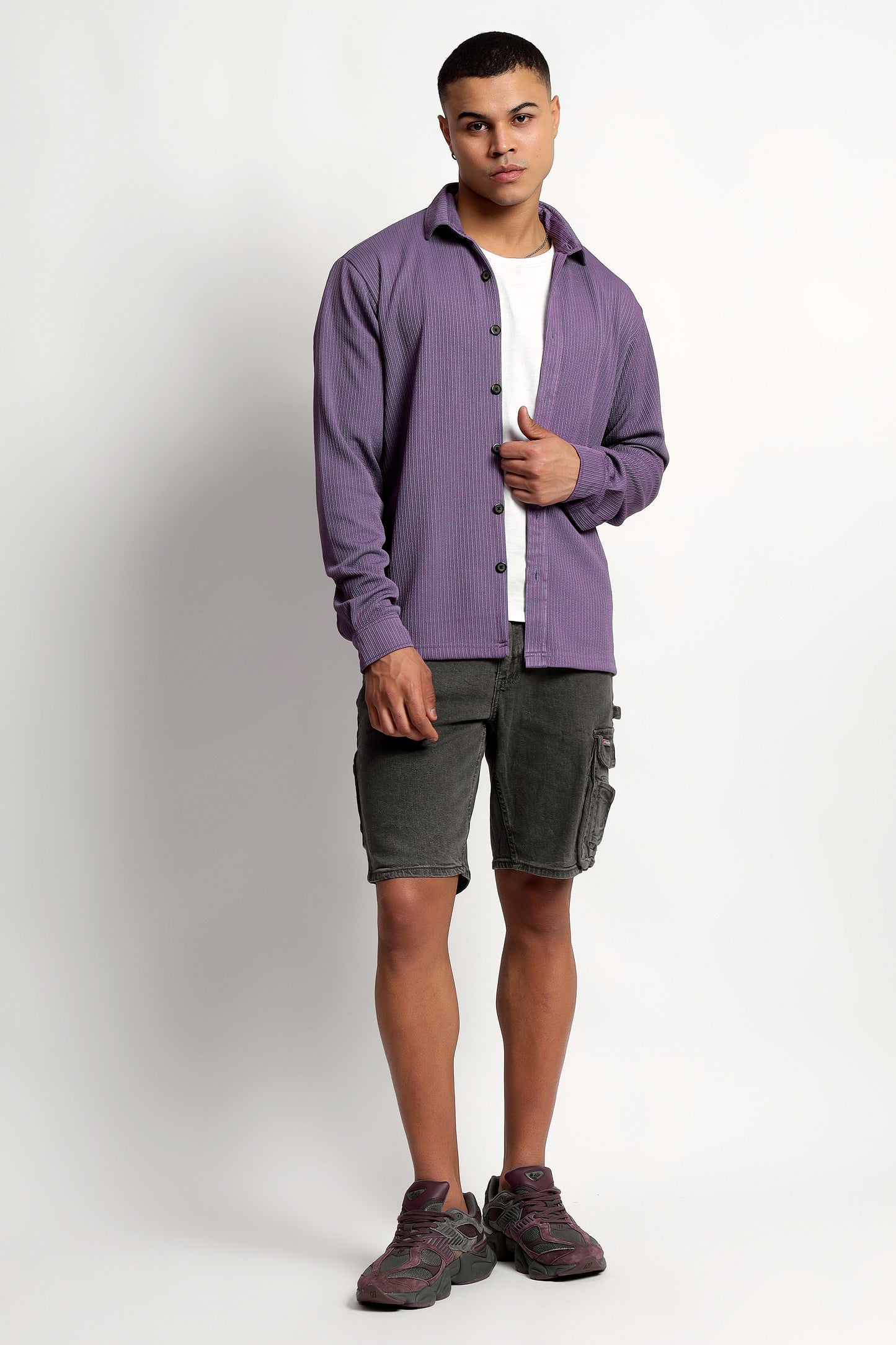 Men's Regular Fit Lavender Overshirt