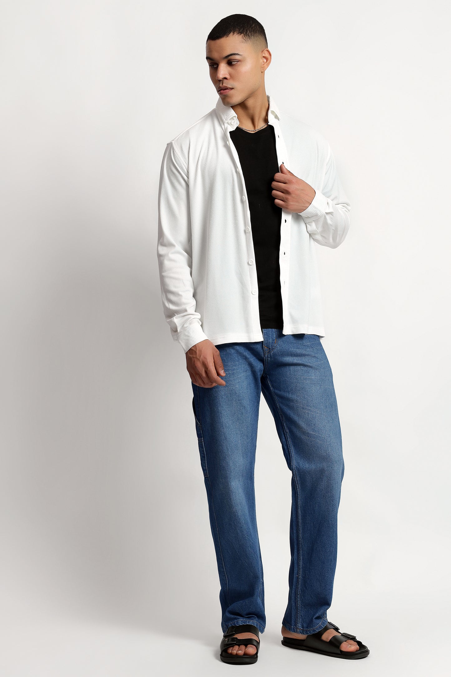 Regular fit Poly Cotton White Shirt