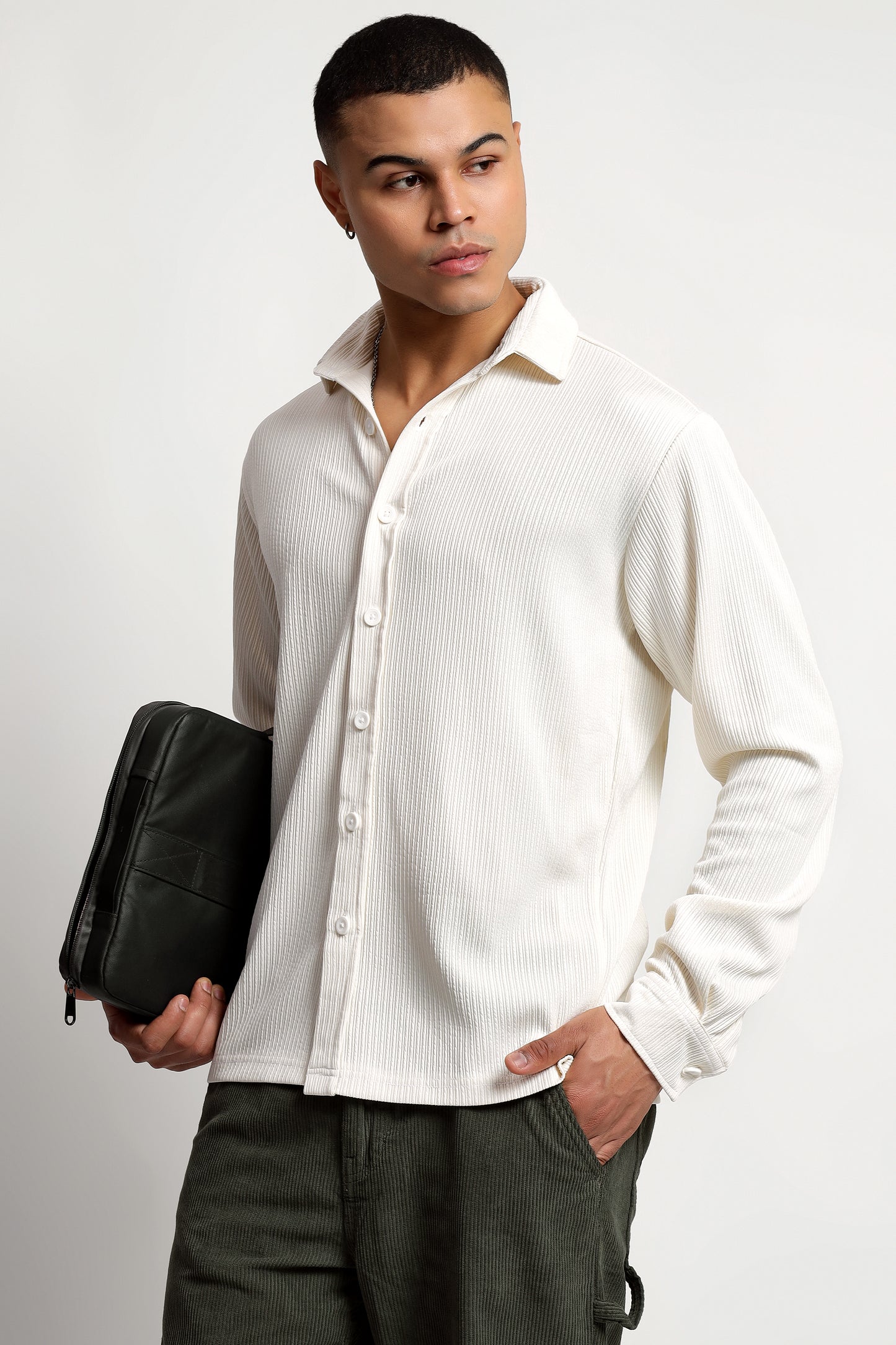 Men's Regular Fit Offwhite Overshirt