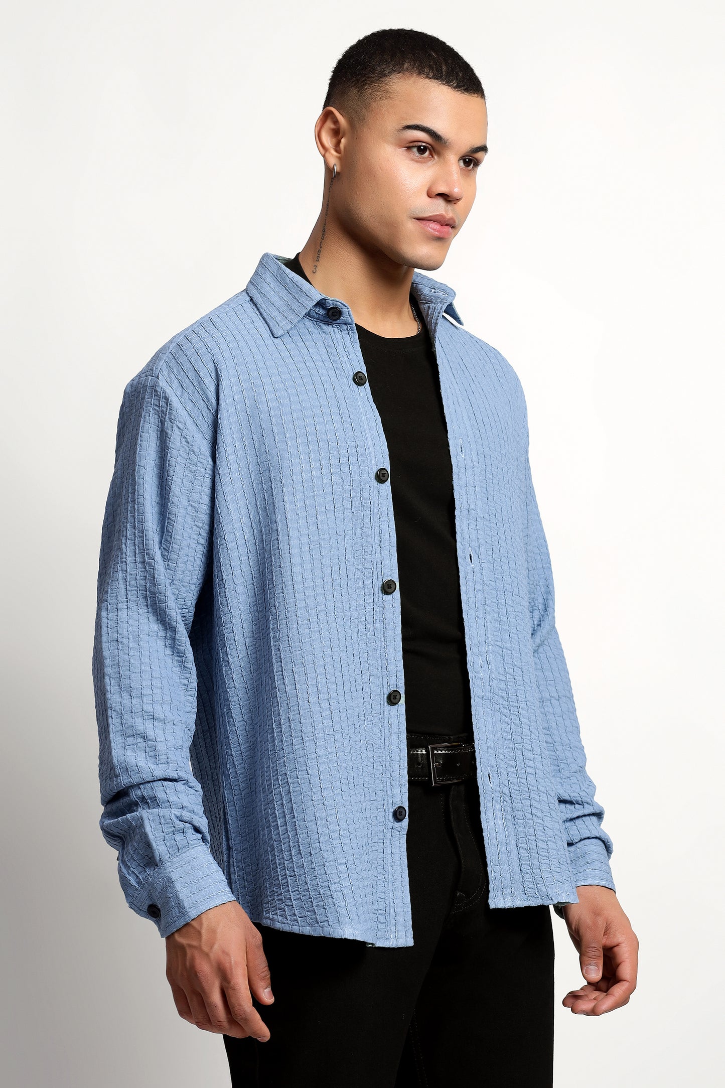 A Textured Sky Blue Shirt