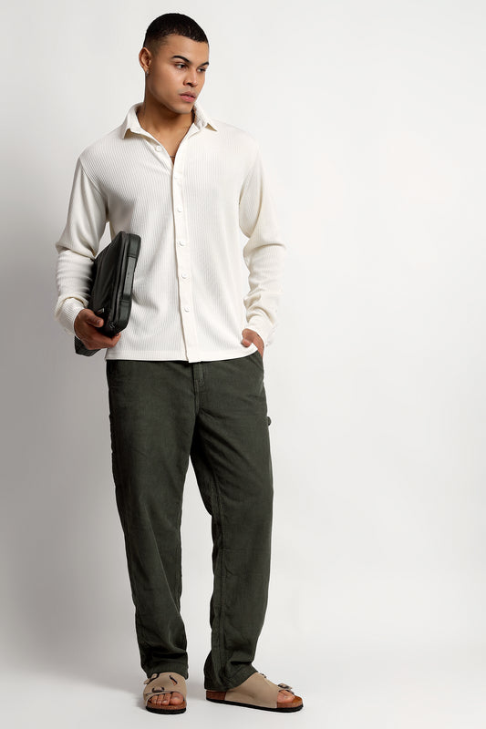 Men's Regular Fit Offwhite Overshirt