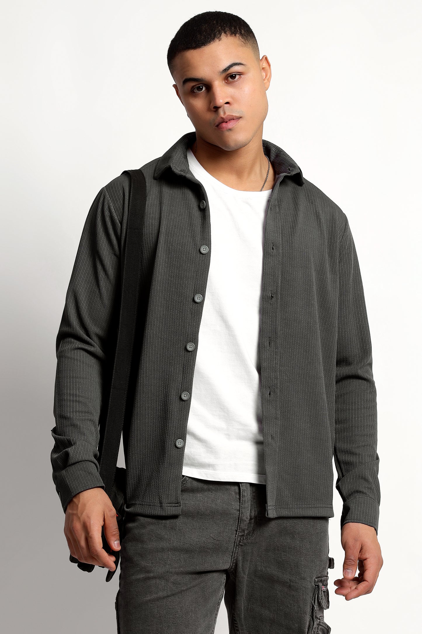 Men's Regular Fit Grey Overshirt