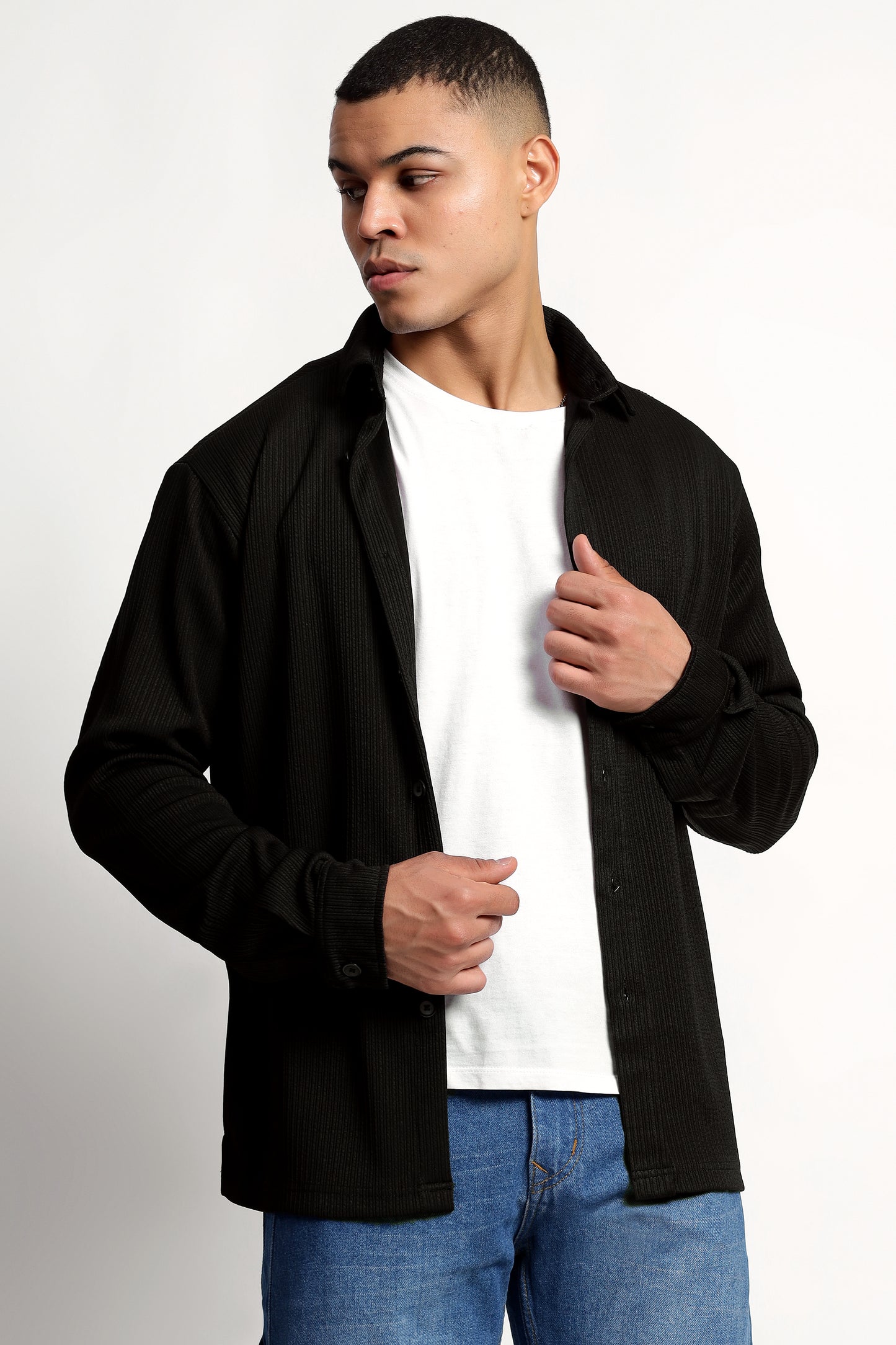 Men's Regular Fit Black Overshirt