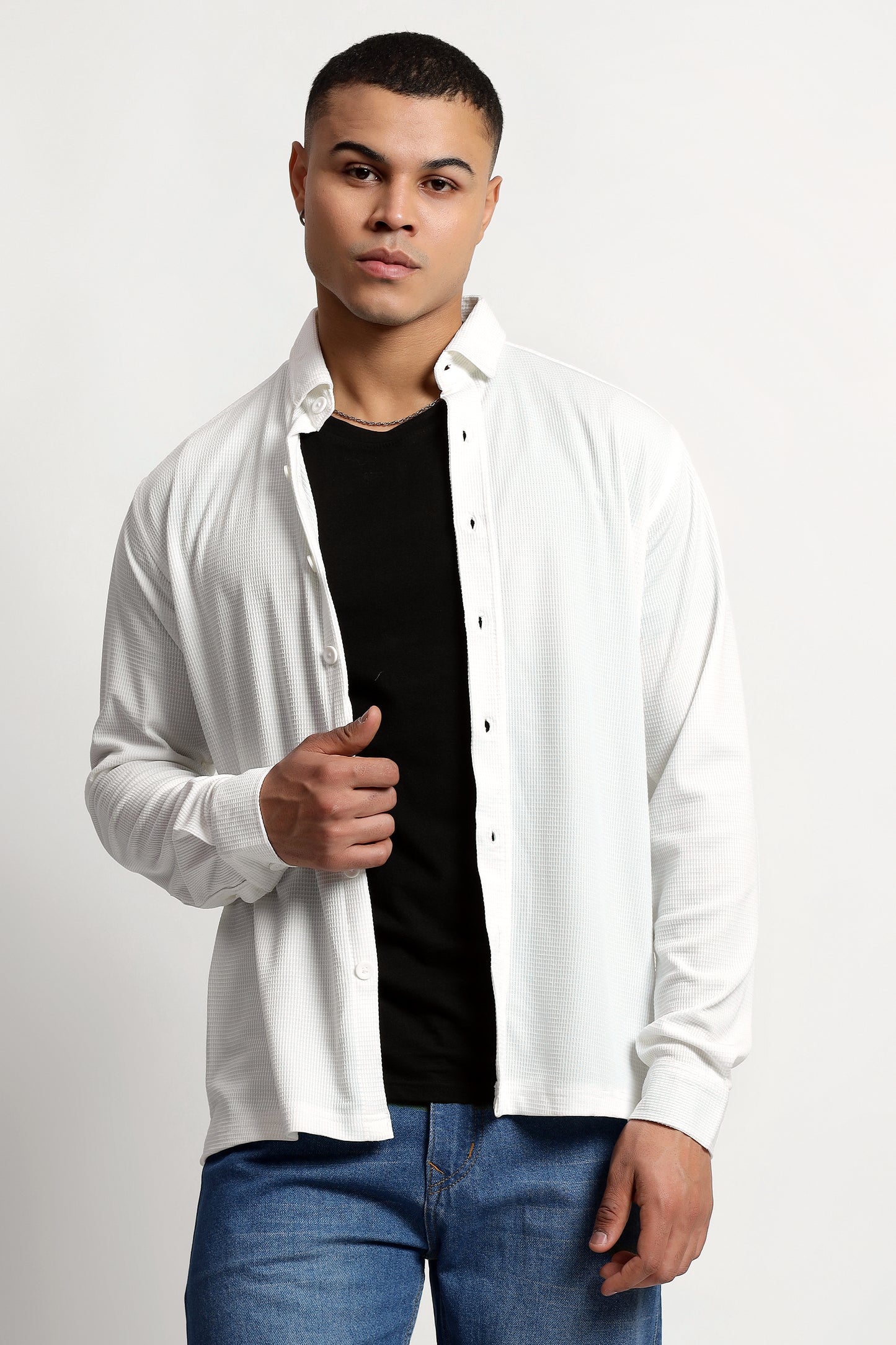 Regular fit Poly Cotton White Shirt