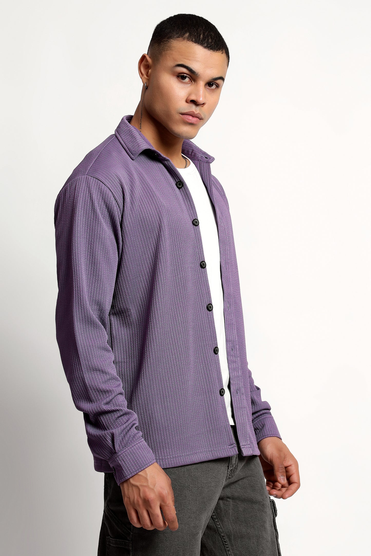 Men's Regular Fit Lavender Overshirt