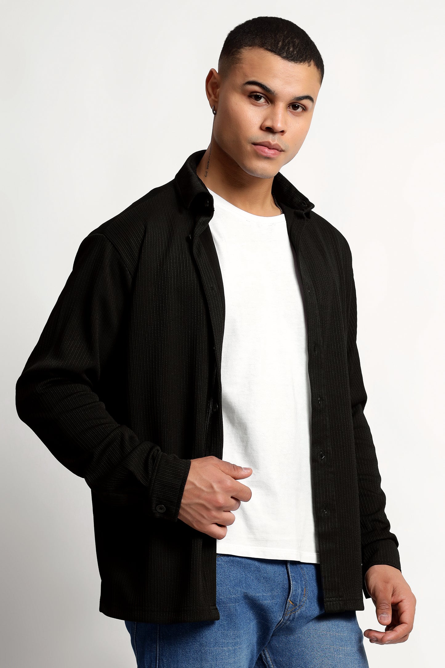 Men's Regular Fit Black Overshirt