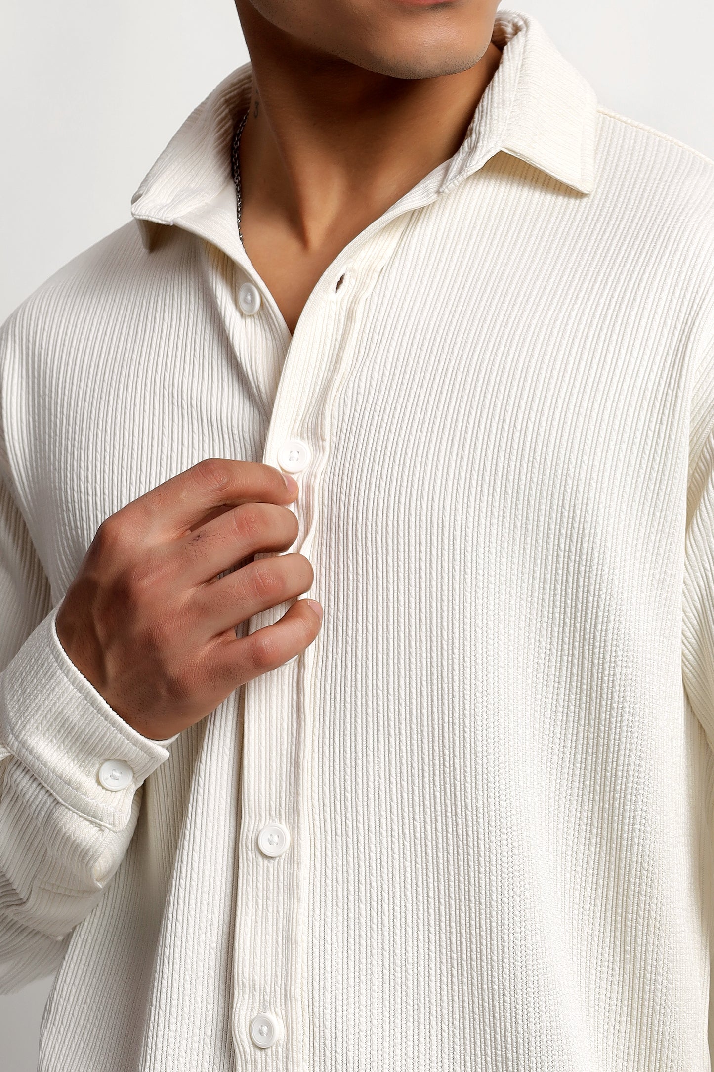 Men's Regular Fit Offwhite Overshirt