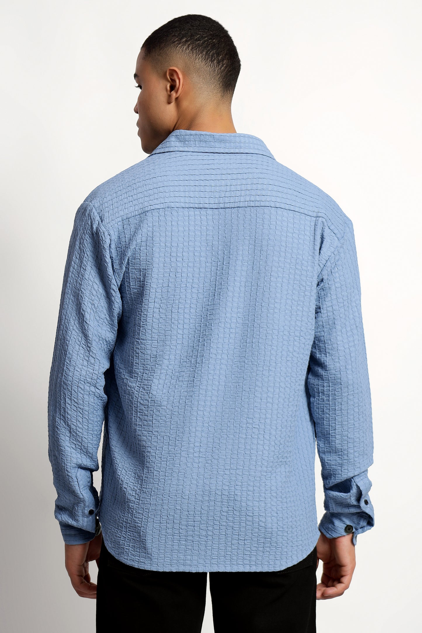 A Textured Sky Blue Shirt
