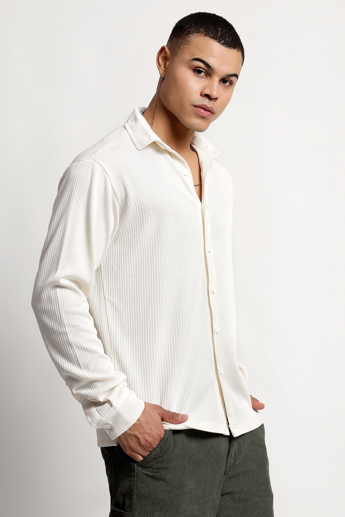 Men's Regular Fit Offwhite Overshirt