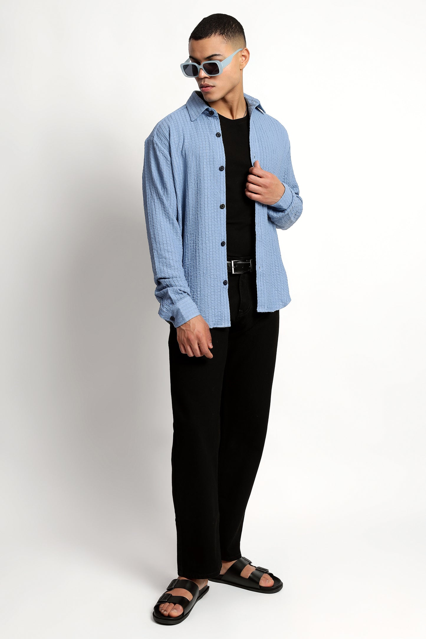 A Textured Sky Blue Shirt