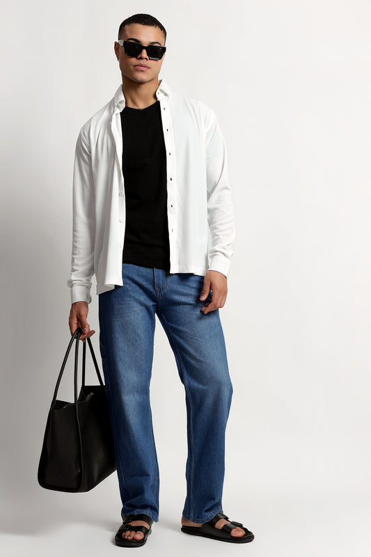 Regular fit Poly Cotton White Shirt