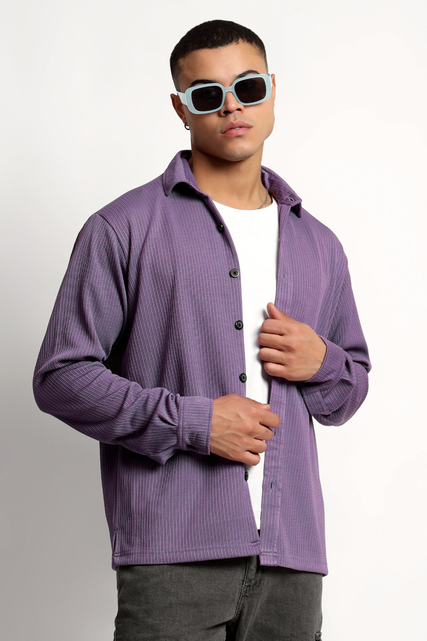Men's Regular Fit Lavender Overshirt
