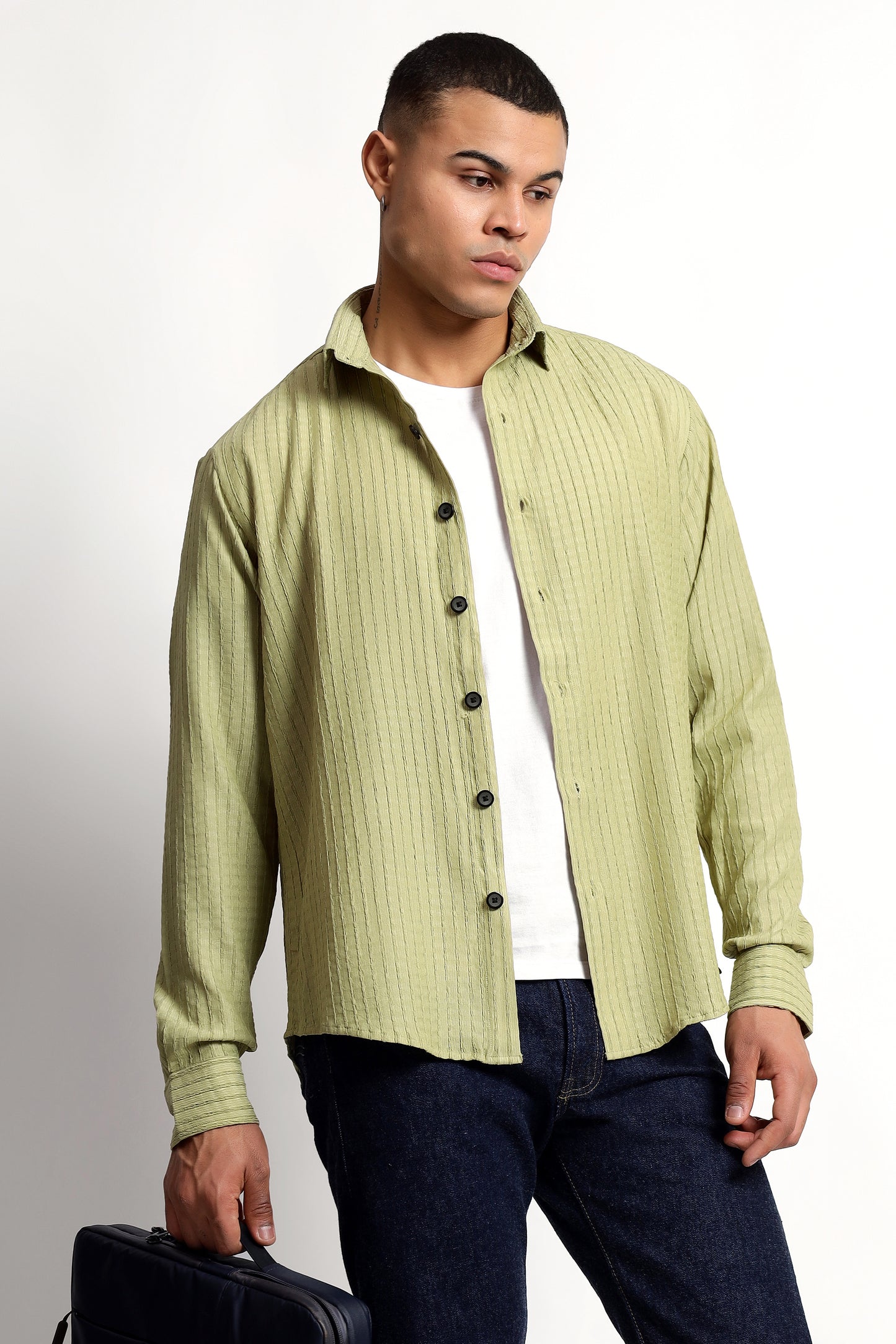 A Textured Pistachio Green Shirt