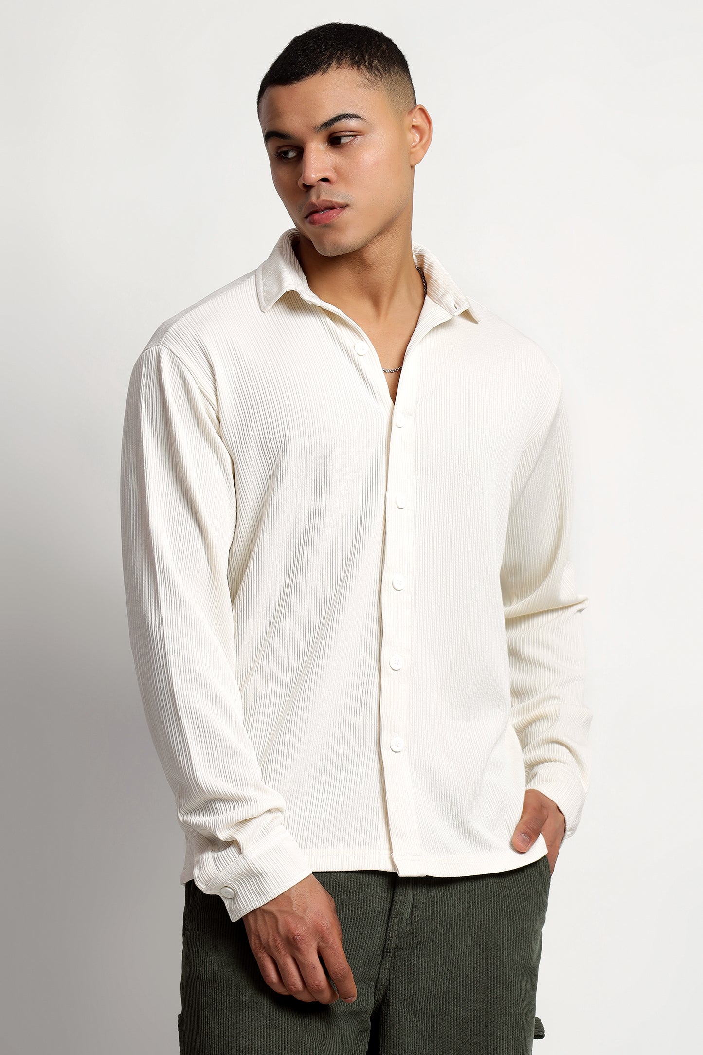 Men's Regular Fit Offwhite Overshirt