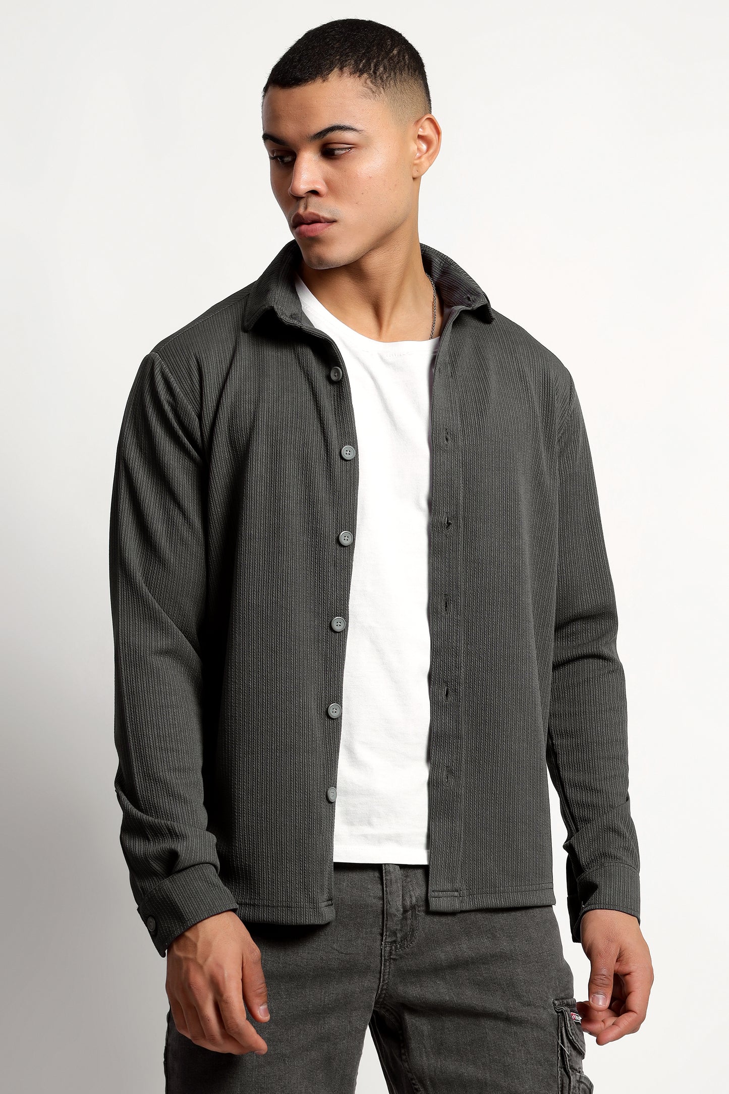 Men's Regular Fit Grey Overshirt
