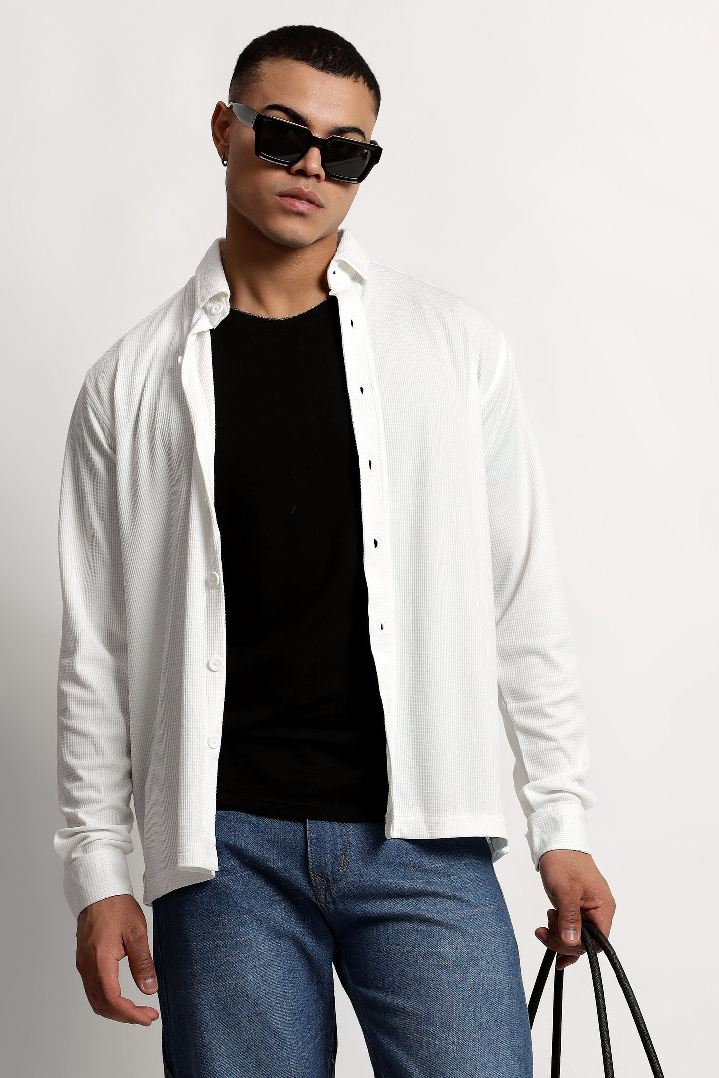 Regular fit Poly Cotton White Shirt
