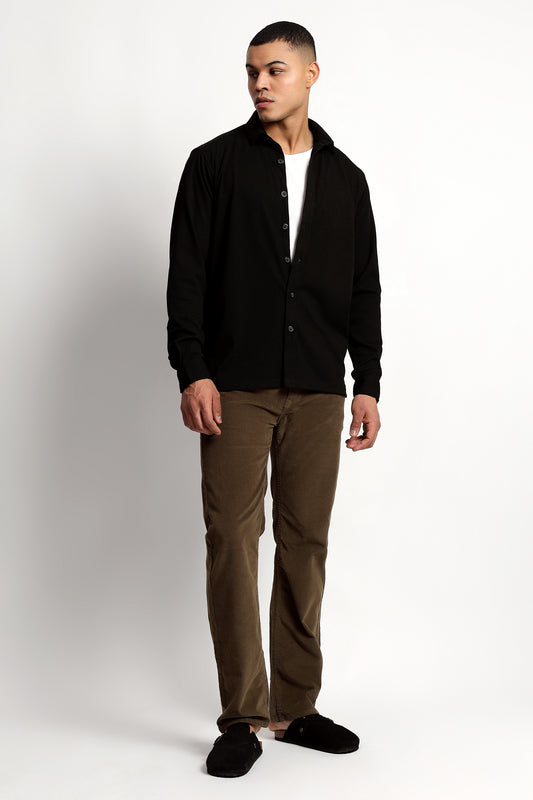 Regular fit Poly Cotton Black Shirt