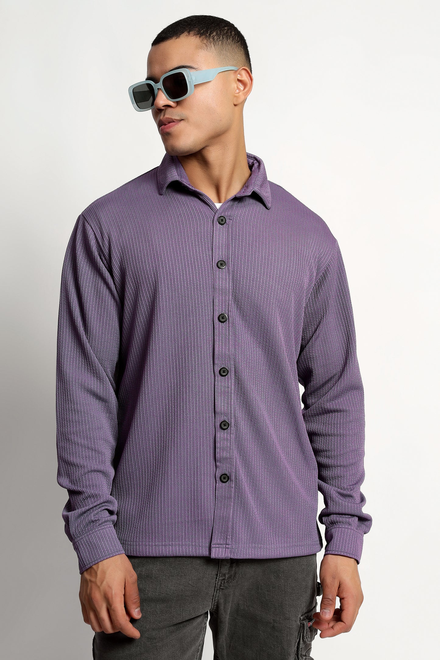 Men's Regular Fit Lavender Overshirt