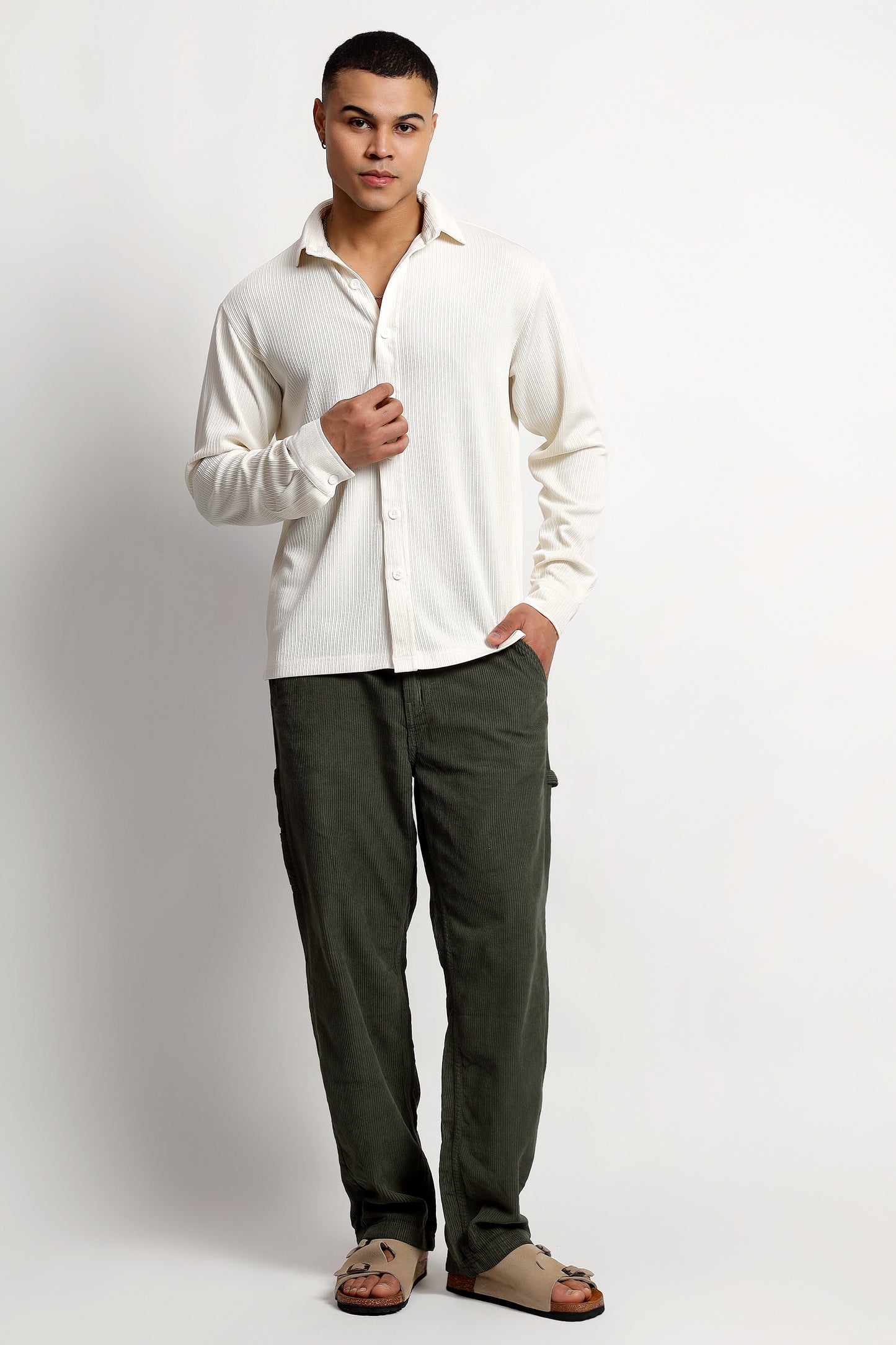 Men's Regular Fit Offwhite Overshirt