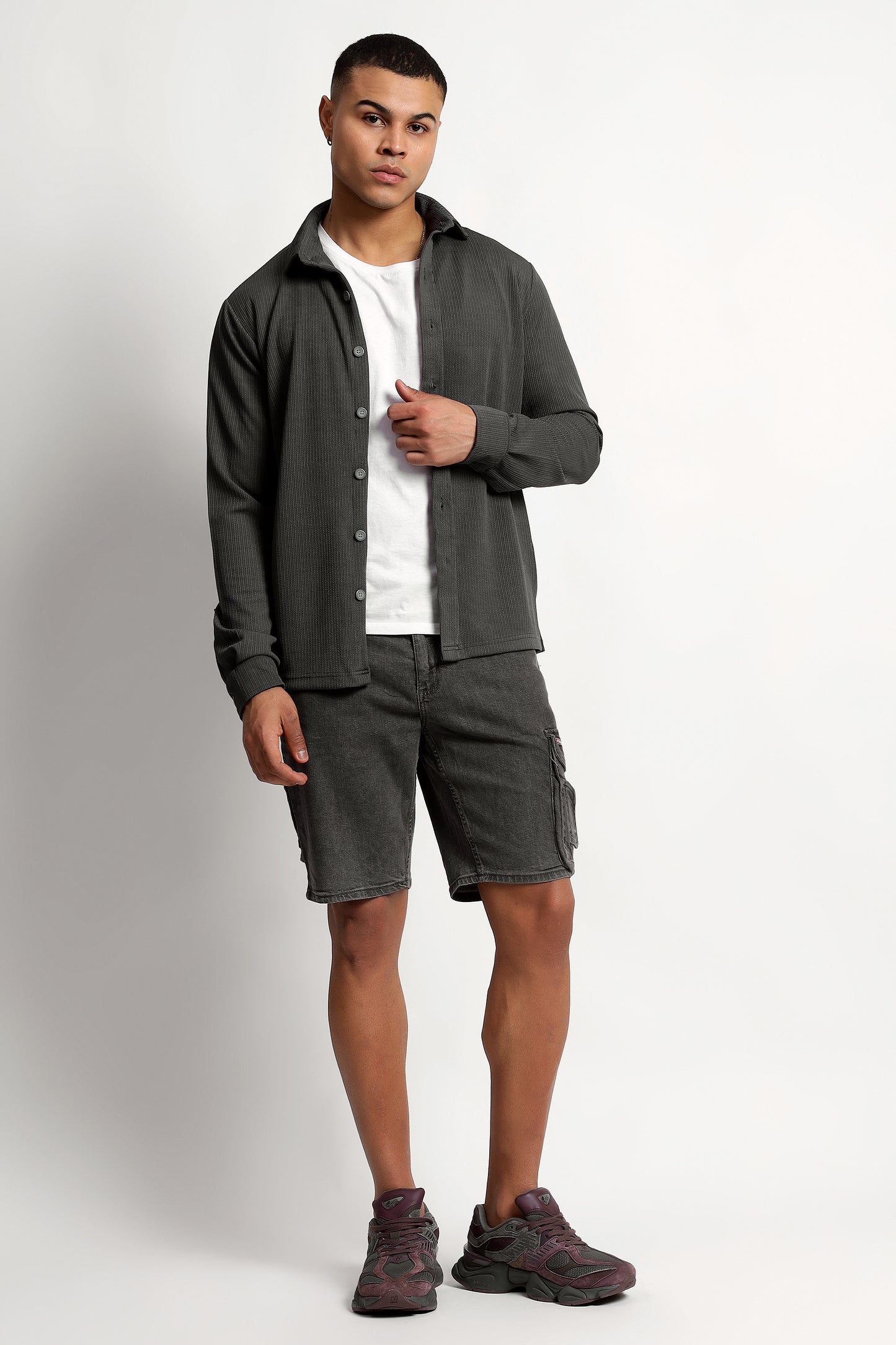 Men's Regular Fit Grey Overshirt
