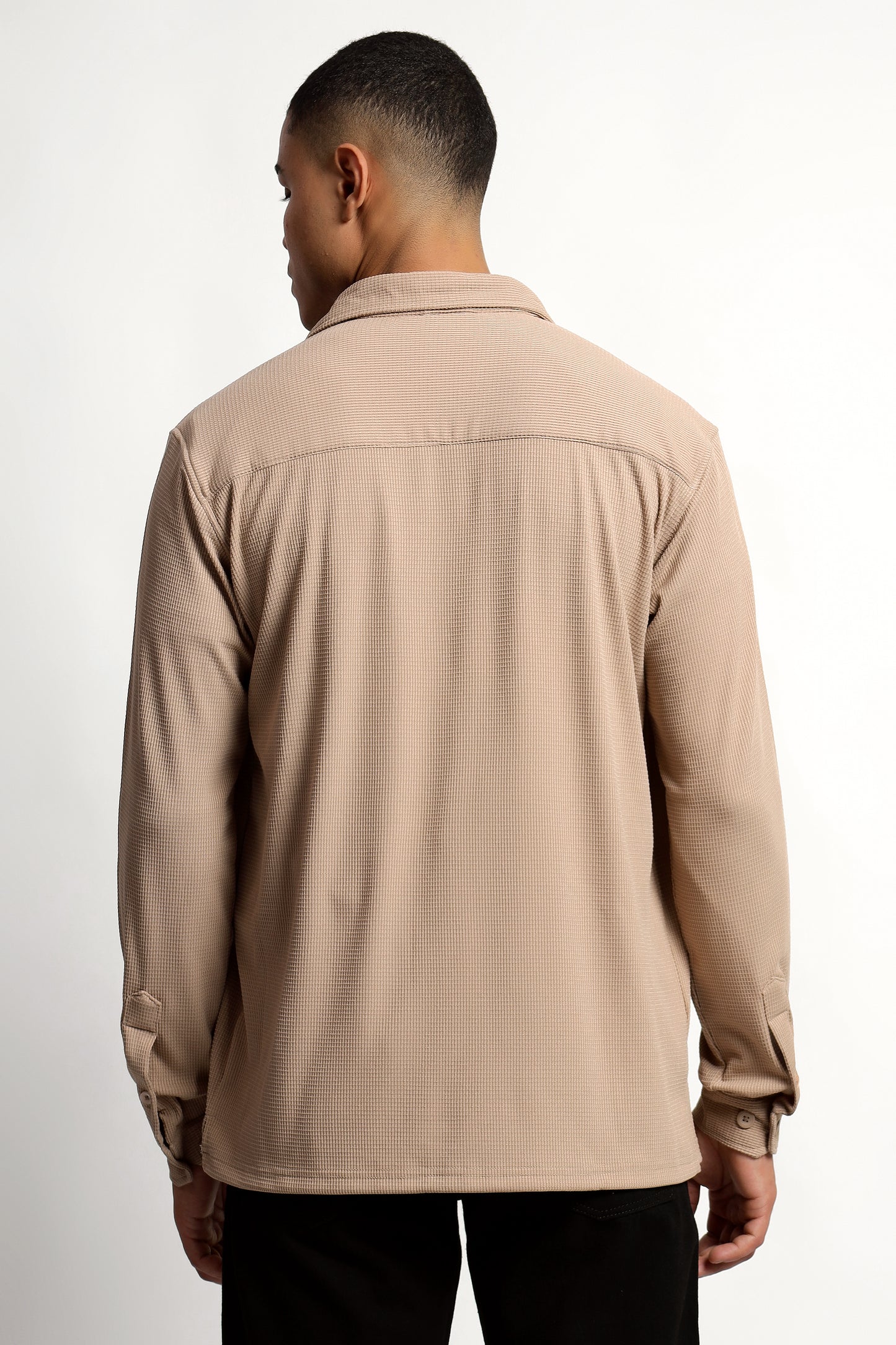 Regular fit Poly Cotton Beige Shirt