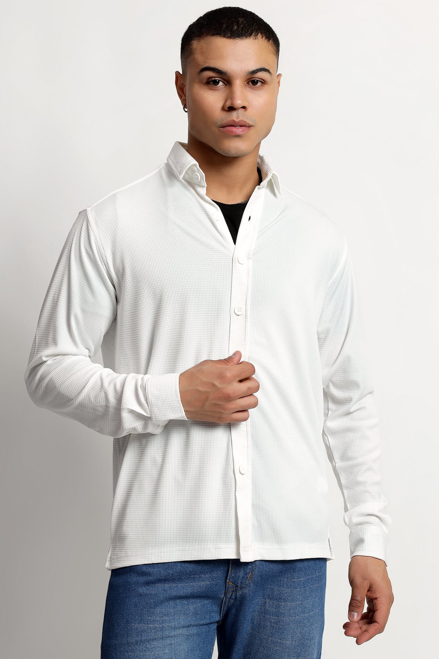 Regular fit Poly Cotton White Shirt