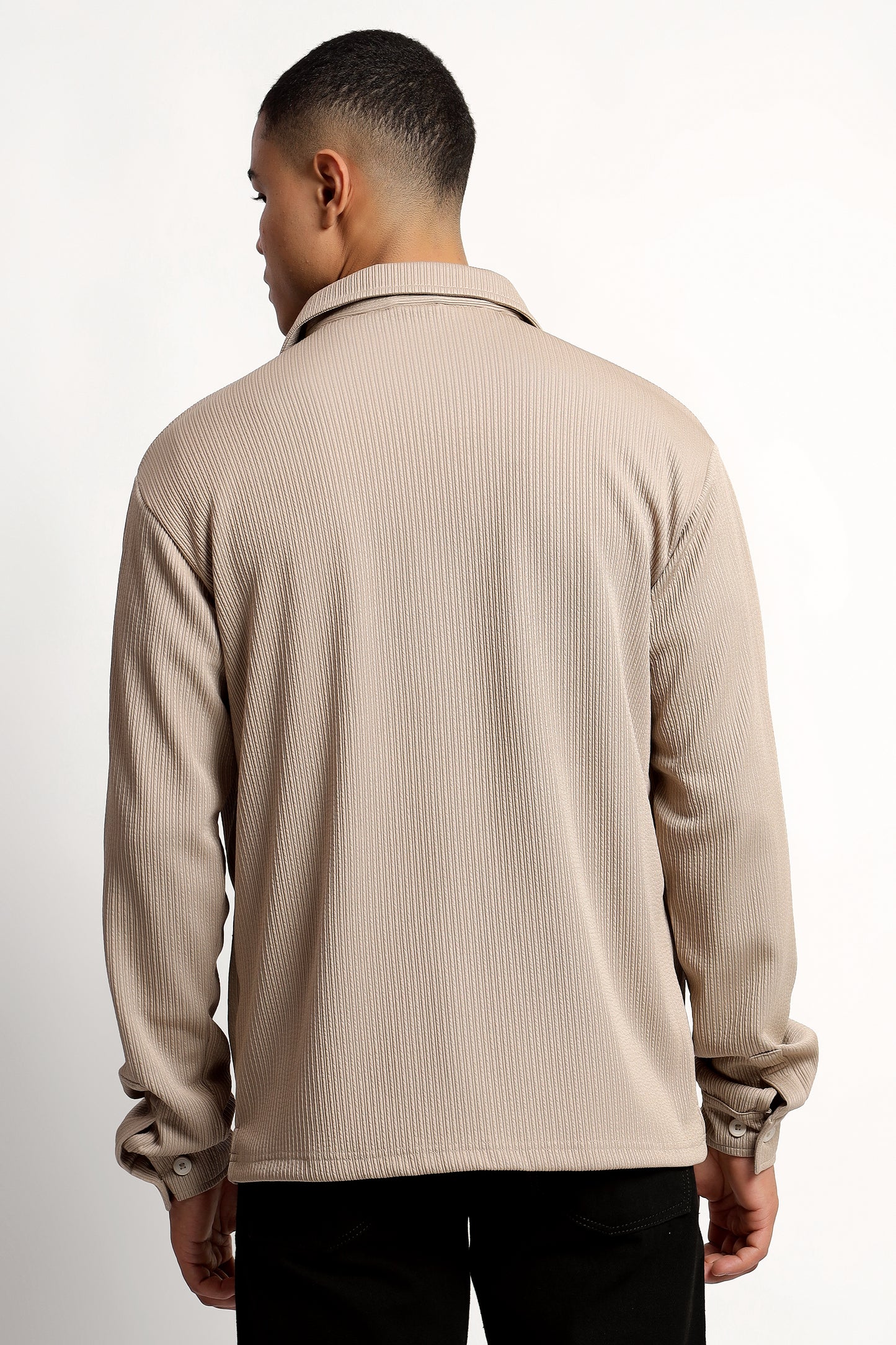Men's Regular Fit Beige Overshirt