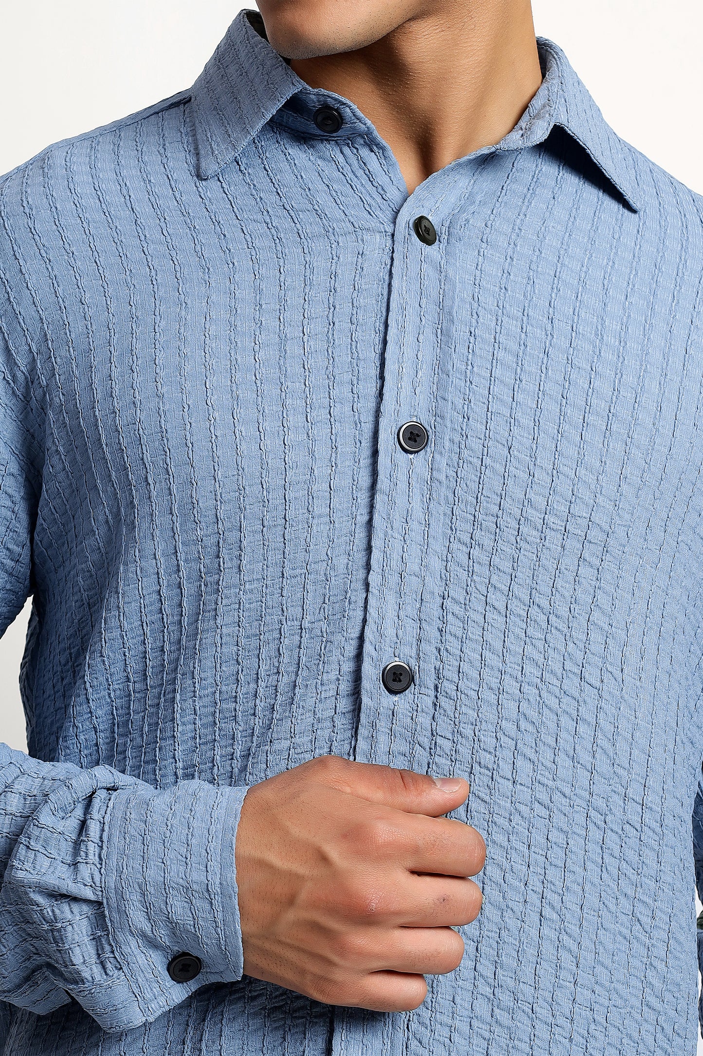 A Textured Sky Blue Shirt