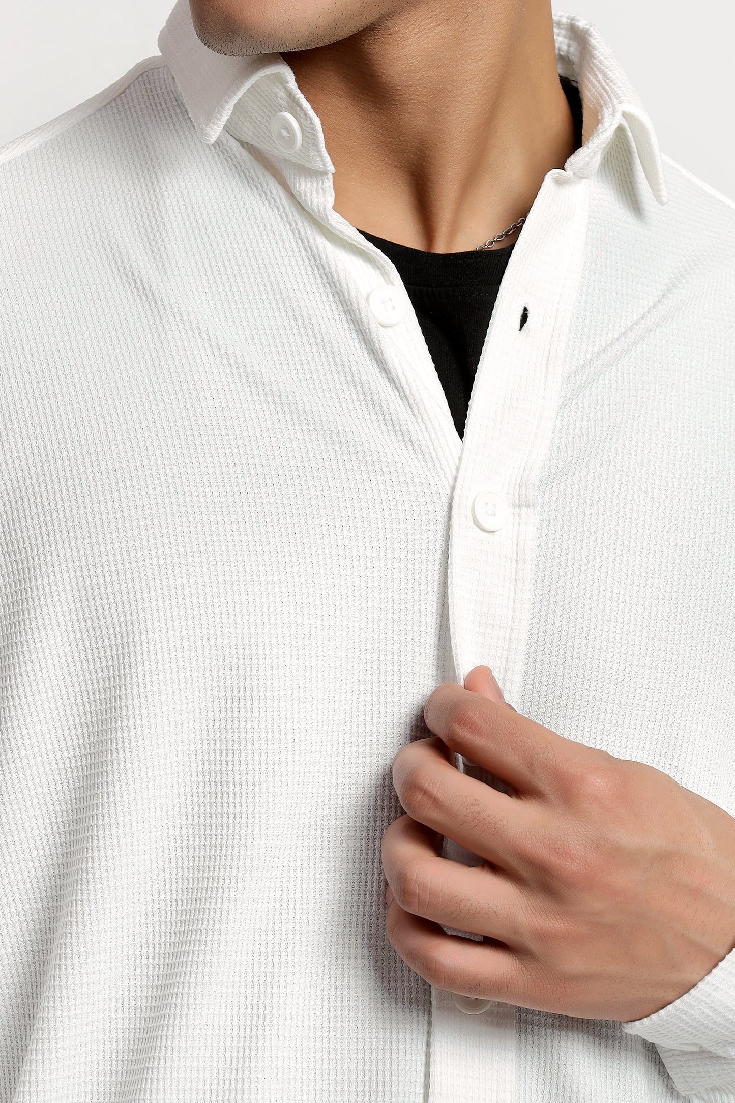 Regular fit Poly Cotton White Shirt