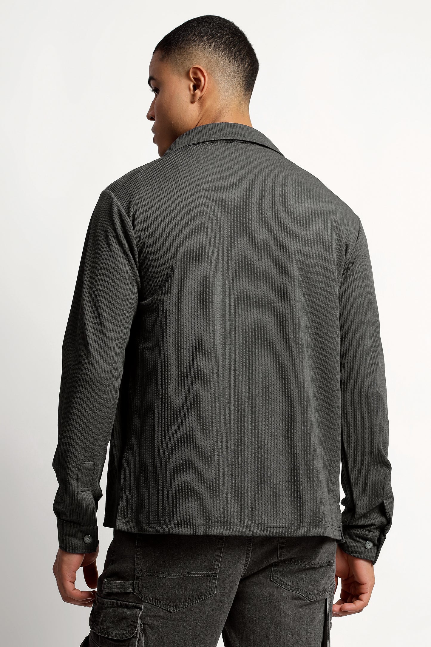 Men's Regular Fit Grey Overshirt