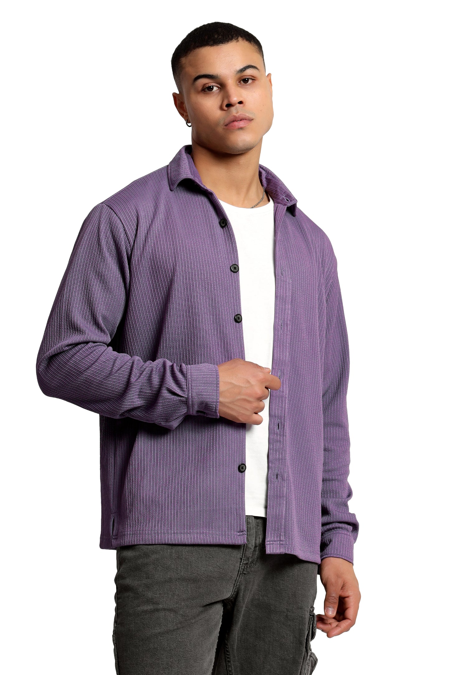 Men's Regular Fit Lavender Overshirt