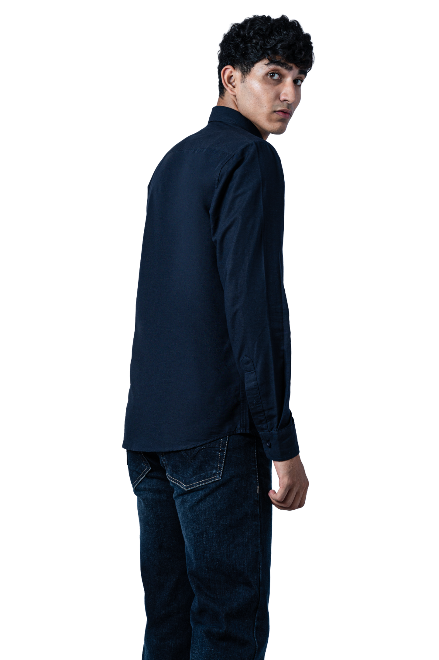 Navy Blue Linen Shirt For Men