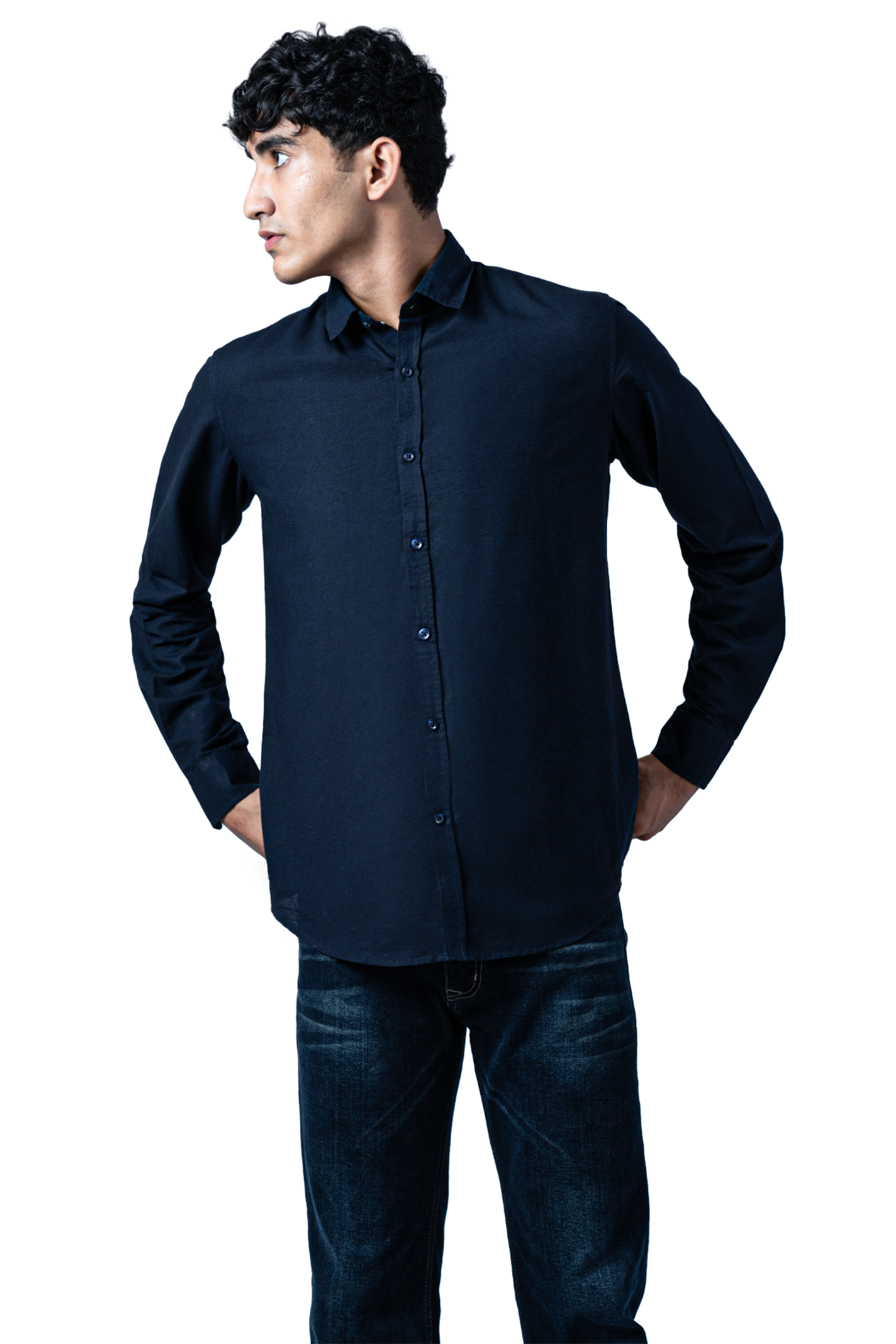 Navy Blue Linen Shirt For Men