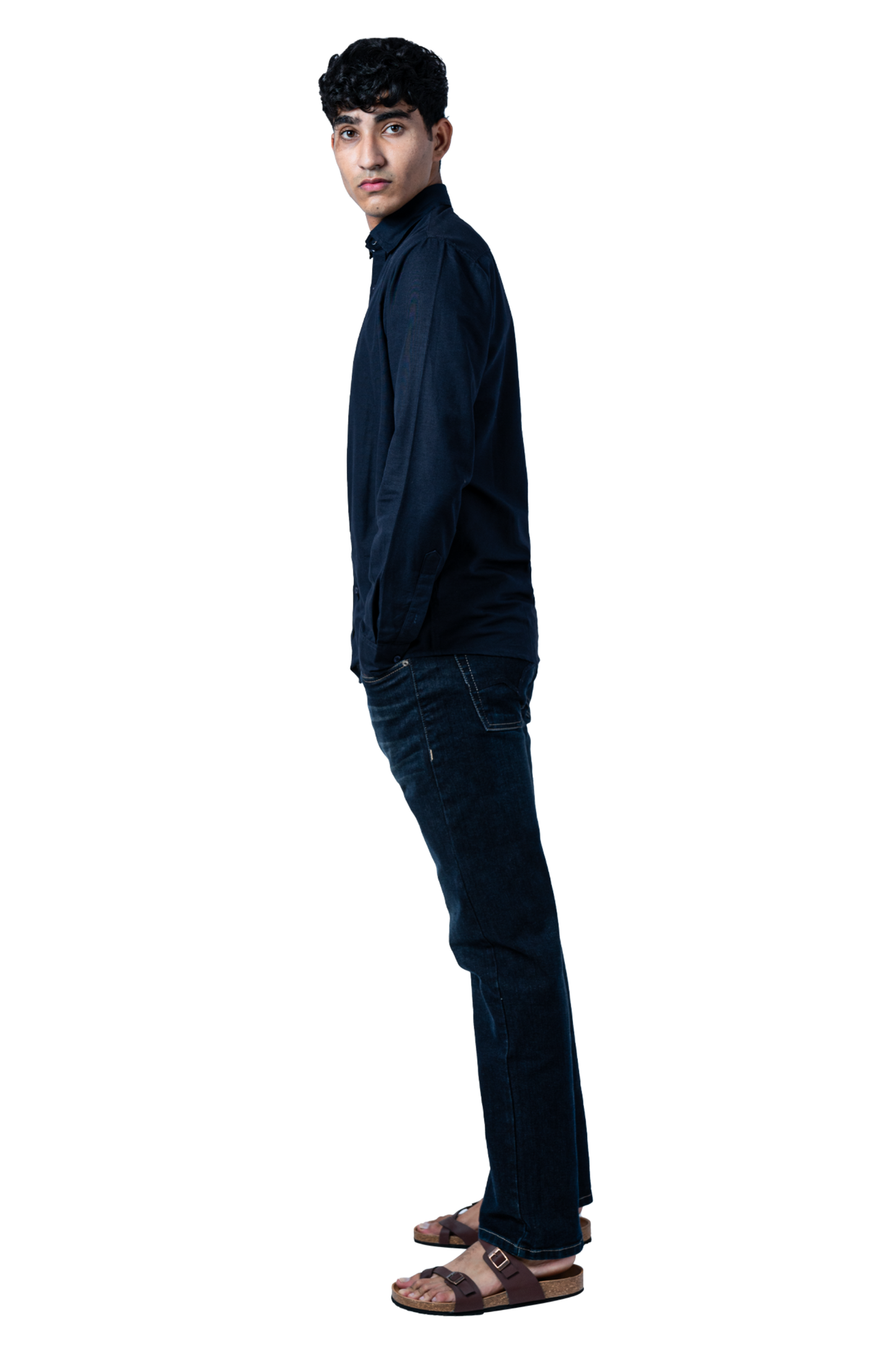 Navy Blue Linen Shirt For Men
