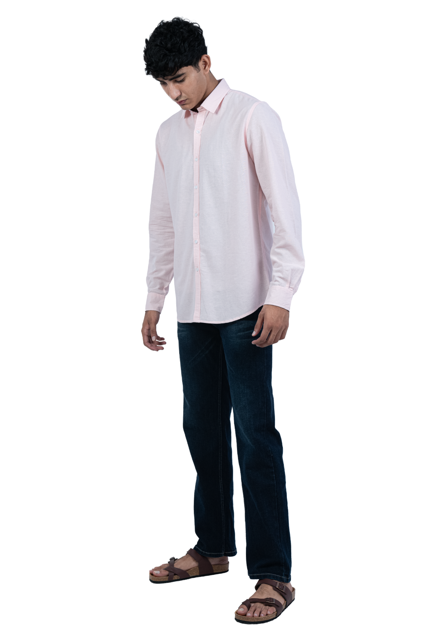Men's Casual Solid Pink Shirt