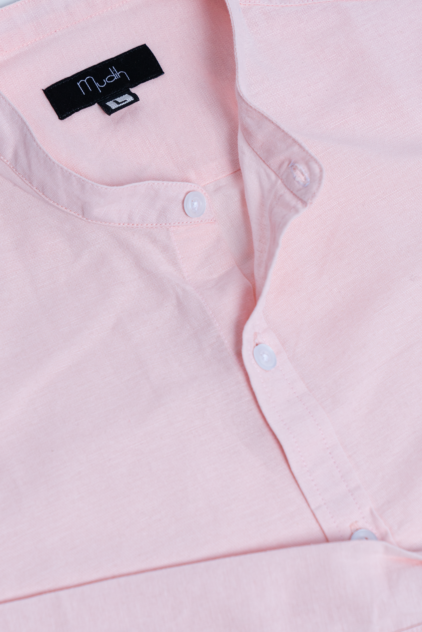 Men's Casual Solid Mandarin collar Pink Shirt