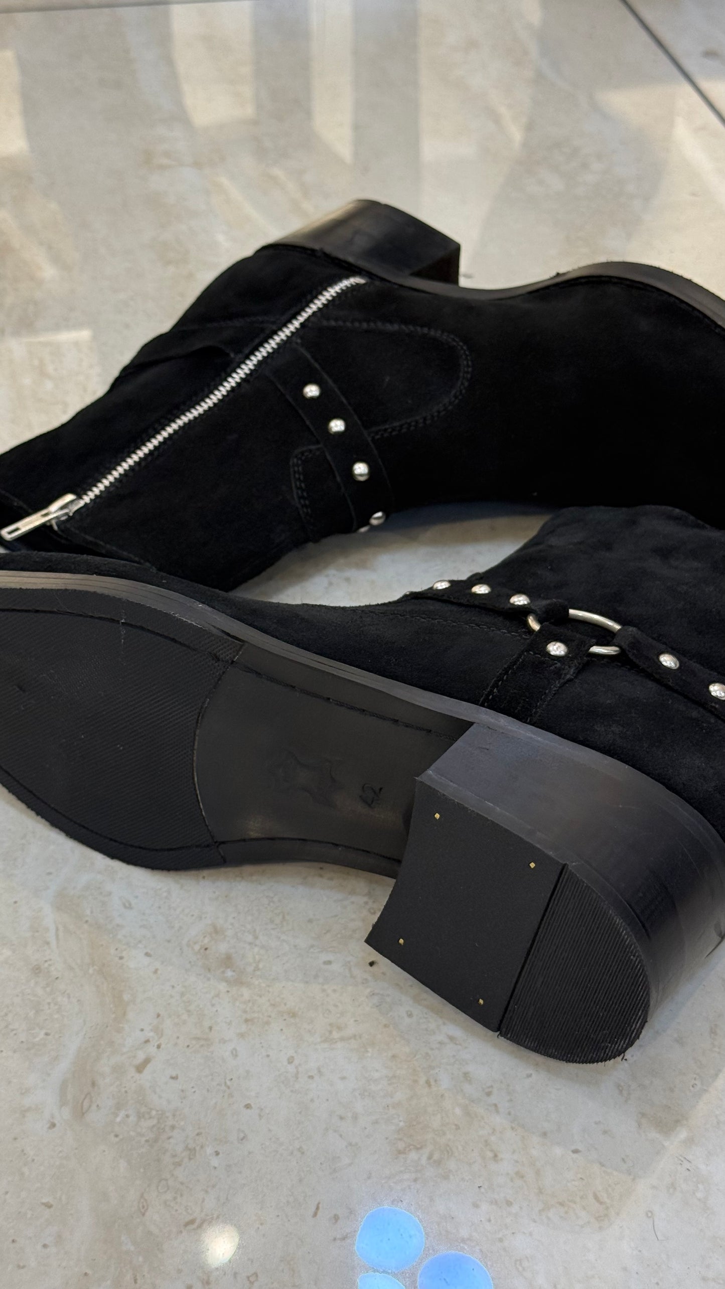 Black Suede leather Cuban Heel CHELSEA Boots
