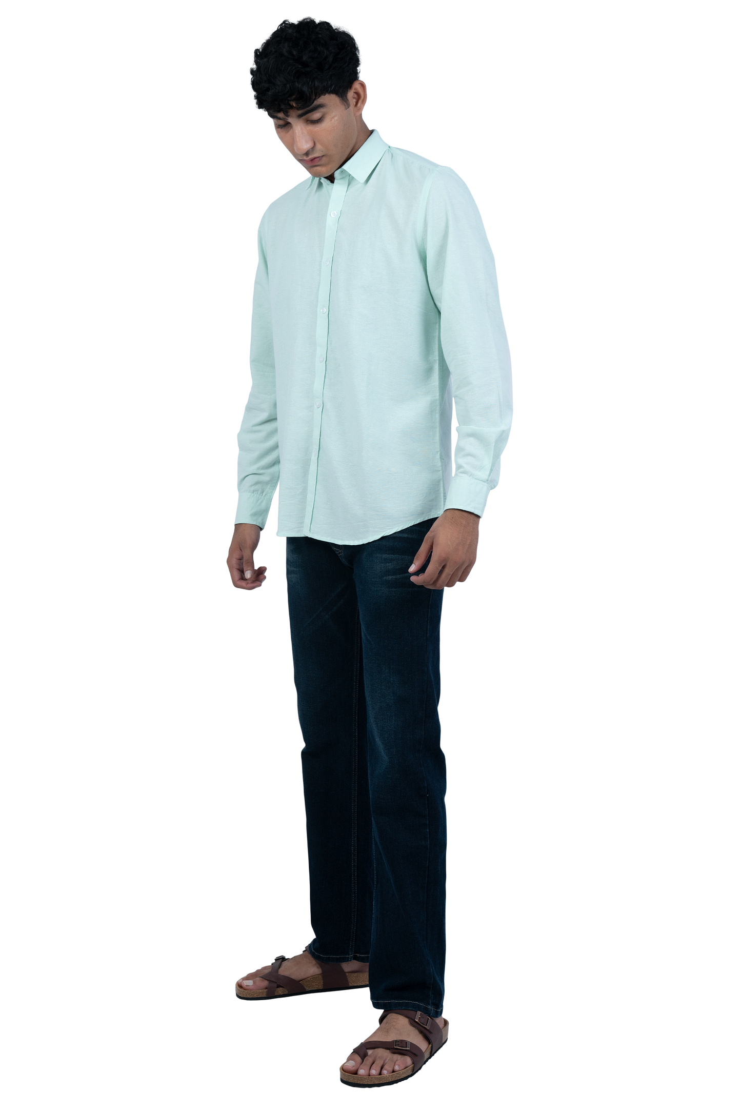 Men's Casual Solid Pistachio Shirt