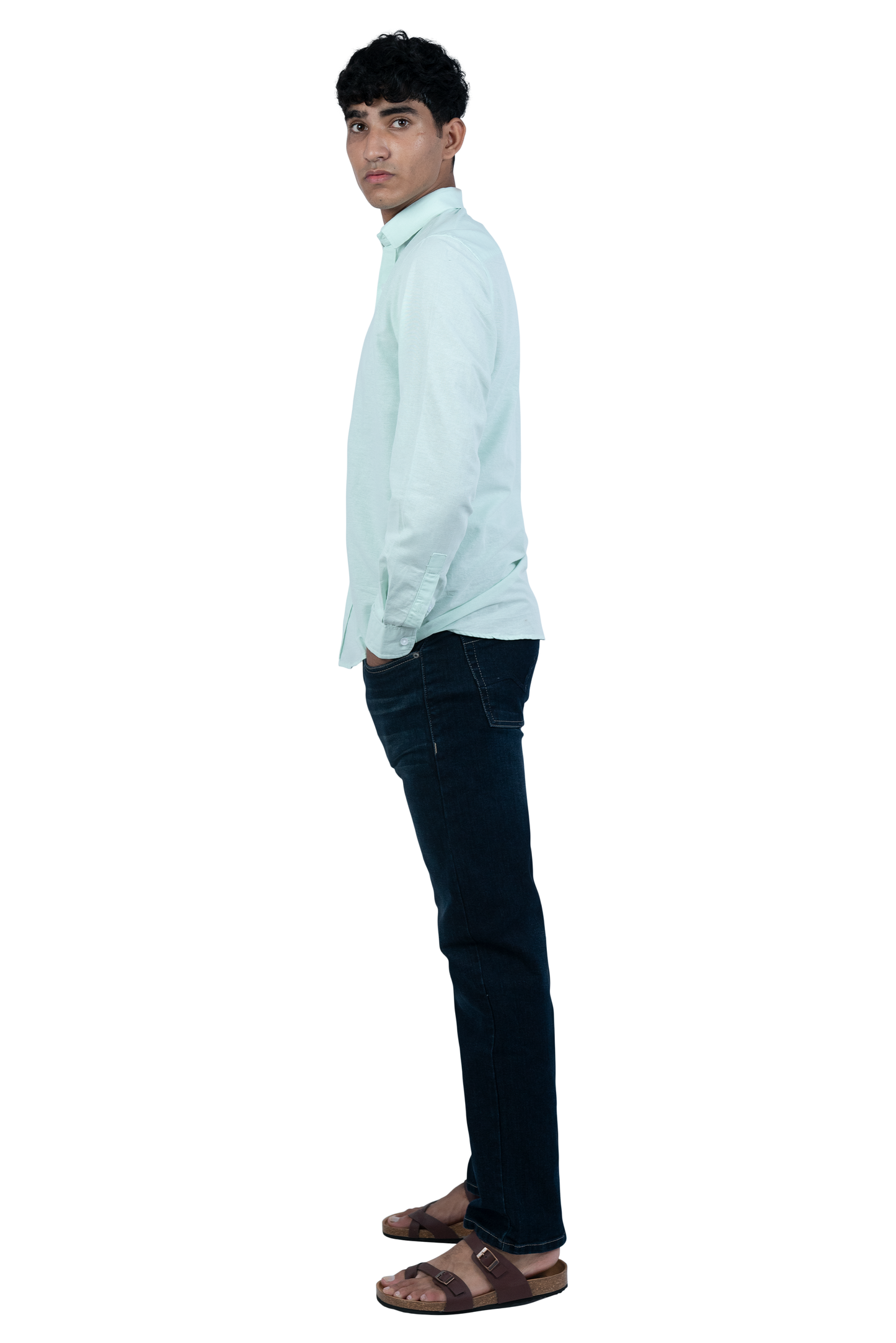 Men's Casual Solid Pistachio Shirt