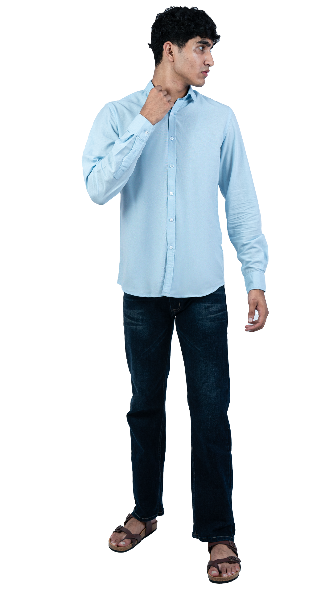 Men's Casual Solid Sky Blue Shirt