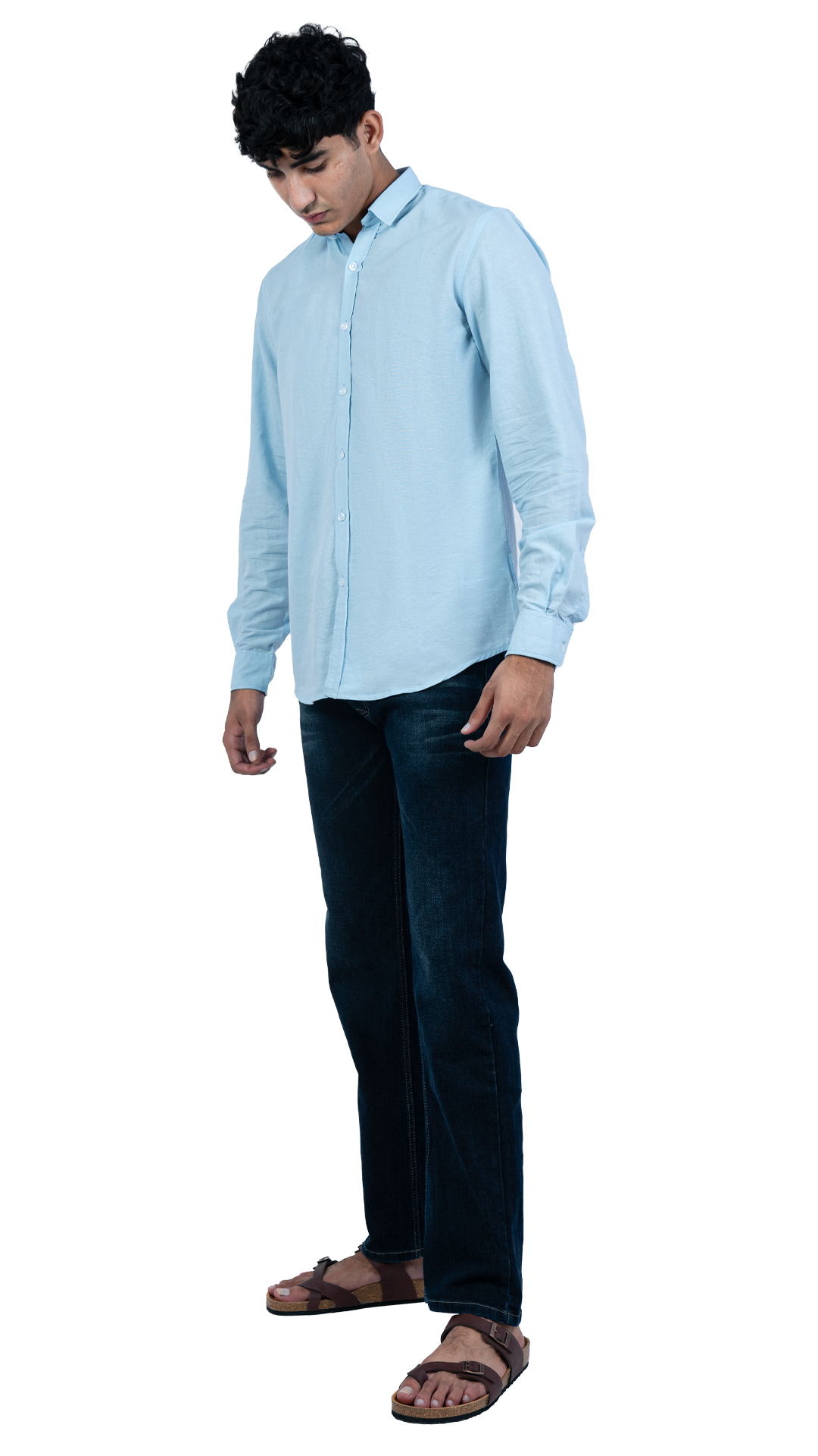 Men's Casual Solid Sky Blue Shirt