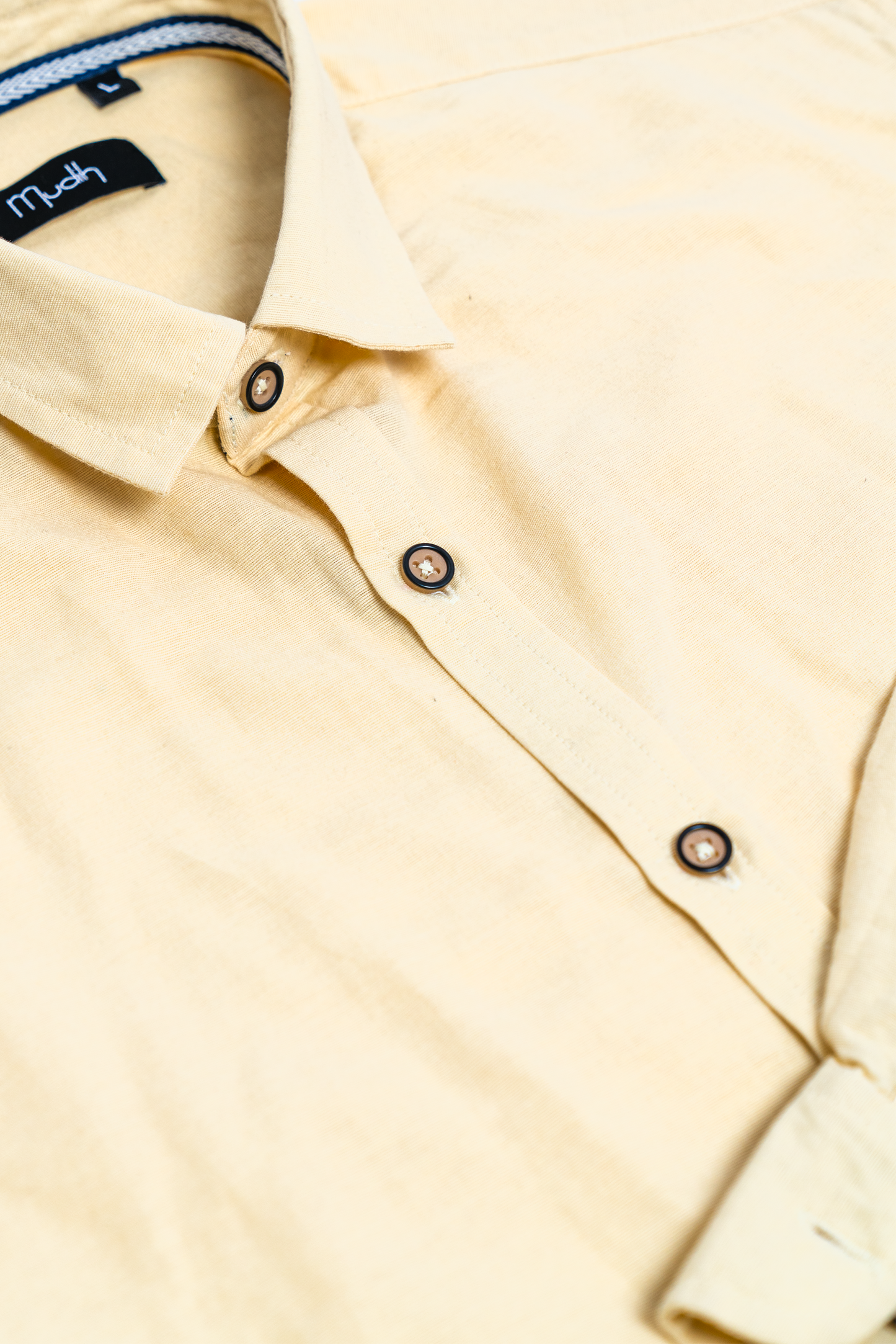 Men's Casual Solid Yellow Shirt