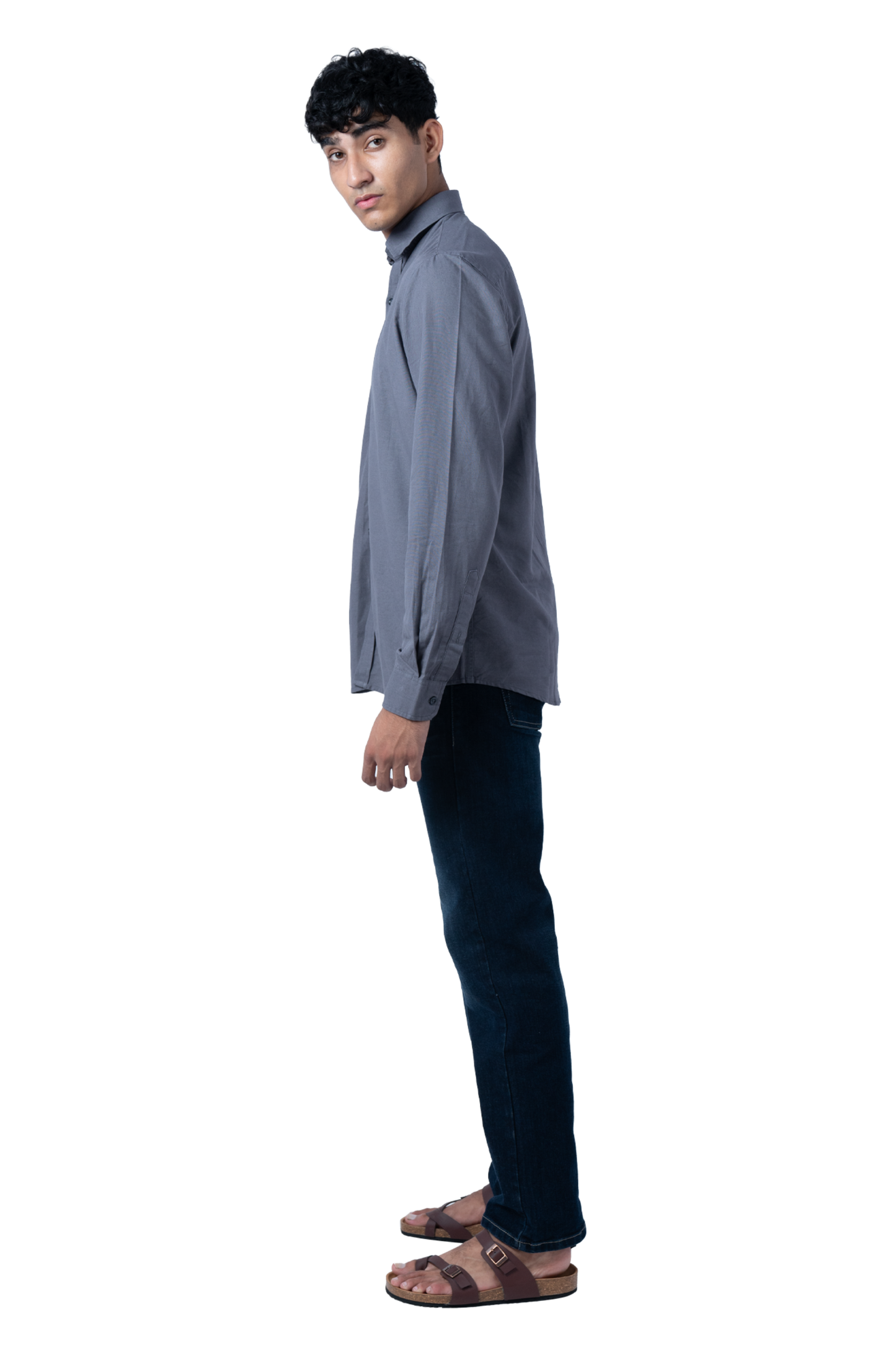 Men's Casual Solid Dark Grey Shirt