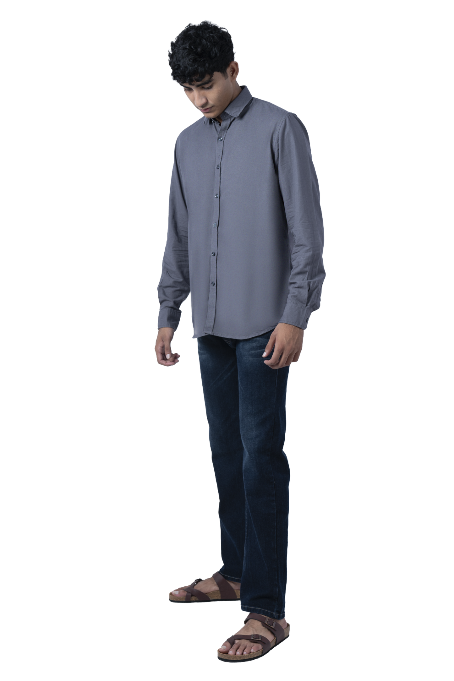 Men's Casual Solid Dark Grey Shirt