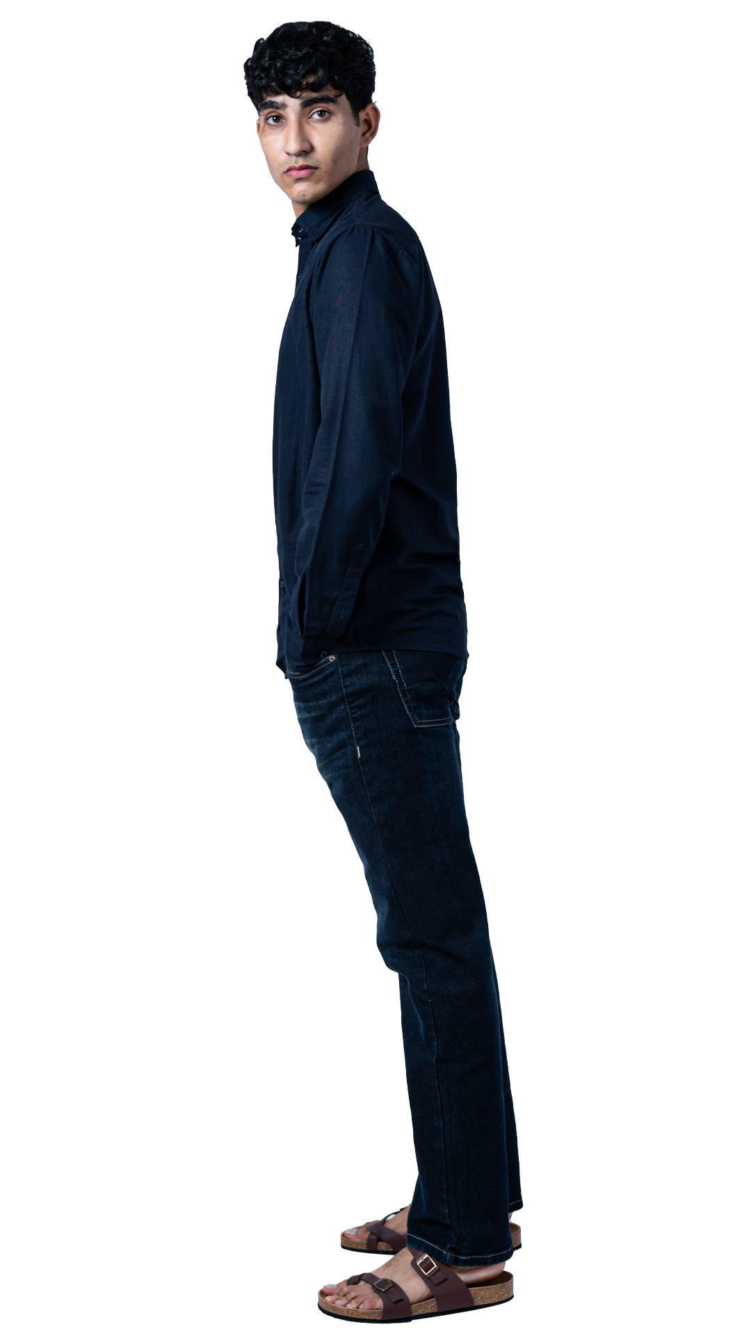 Men's Casual Solid Navy Blue Shirt